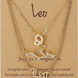 3pcs Gold Leo Zodiac Sign Necklace
